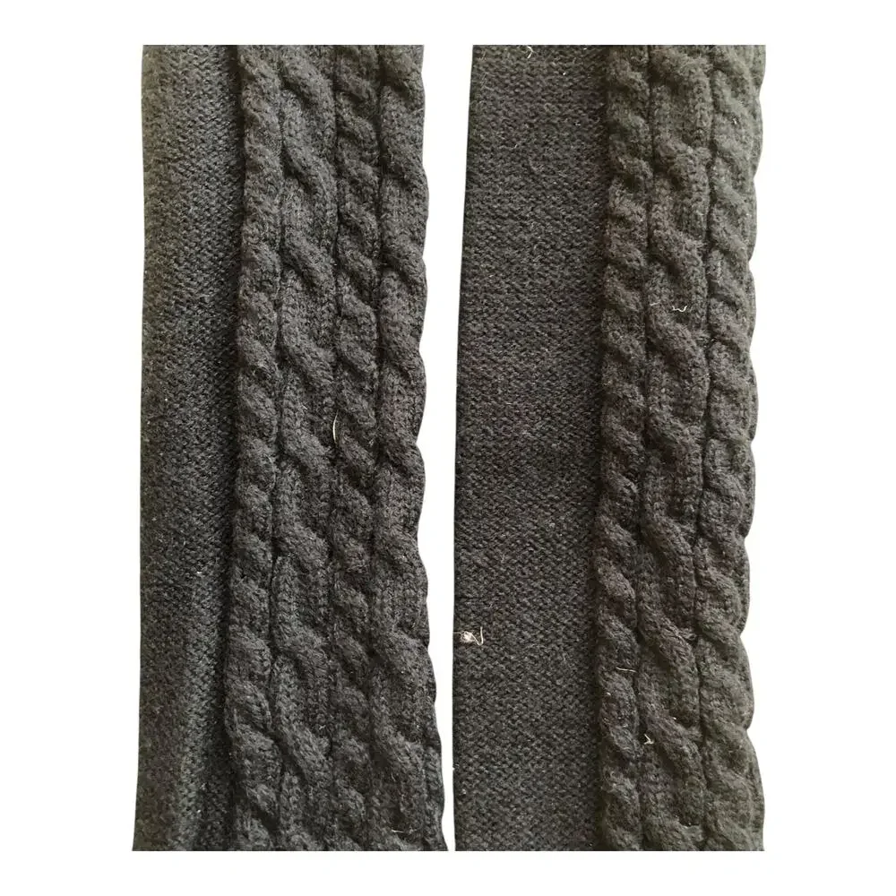 Arm Warmers Fingerless Gloves Ribbed And Cable Knit Sleeve Thumbhole Black 2 Pr
